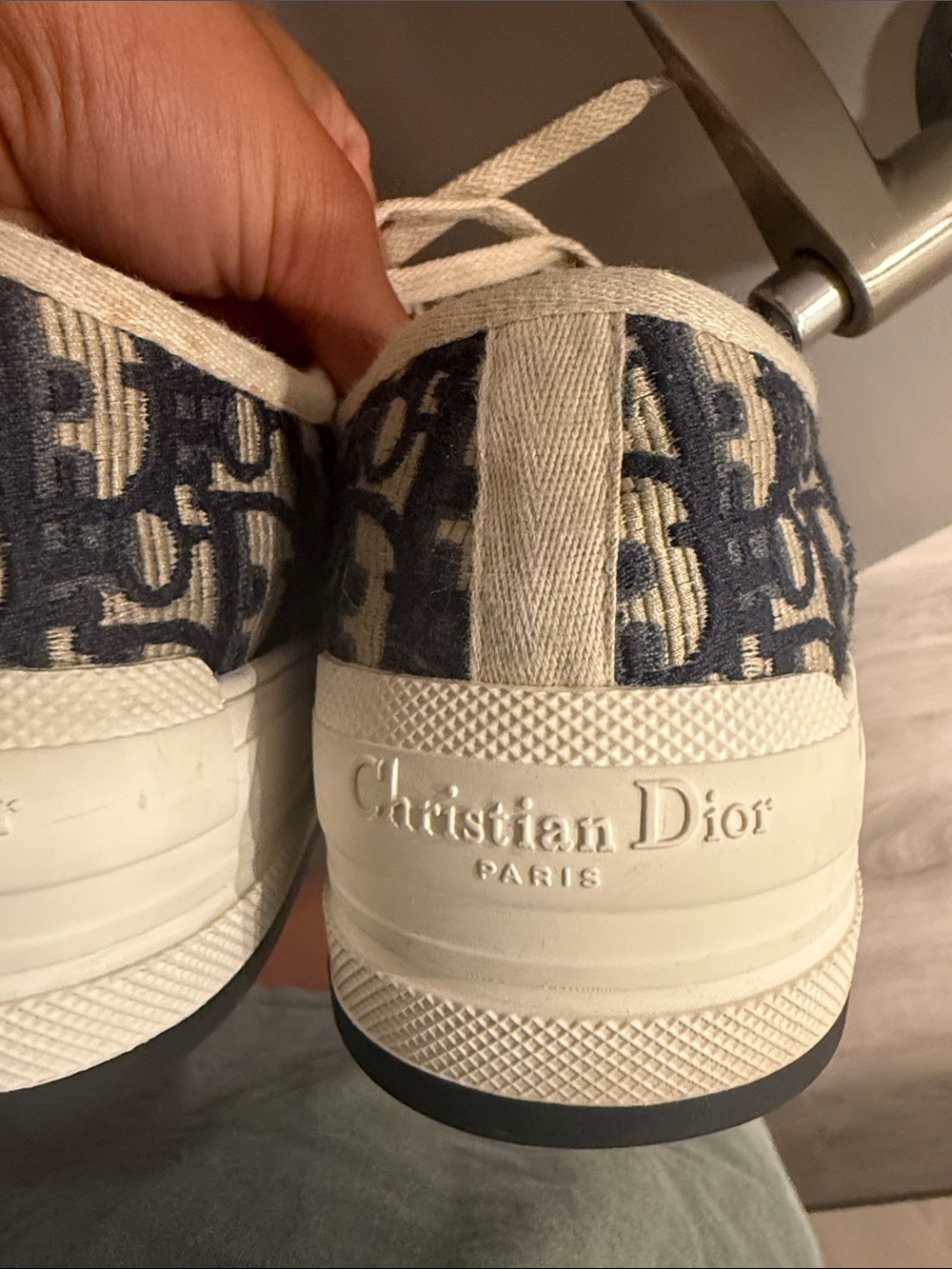 Dior black and Cream Monogram Platform Sneakers